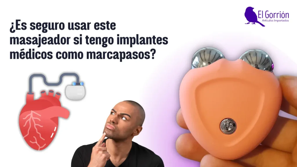 ¿Es seguro usar este masajeador si tengo implantes médicos como marcapasos?